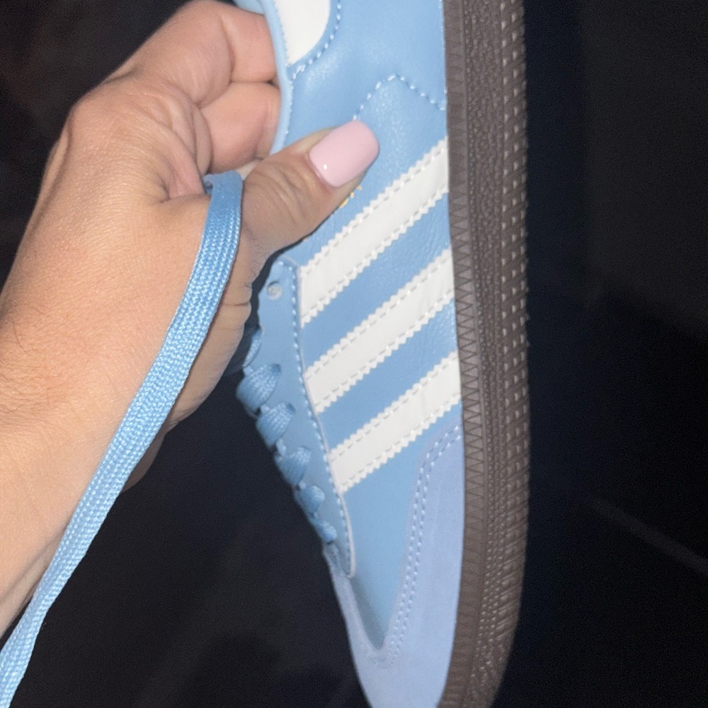 Adidas samba Light Blue Sneakers with White Stripes